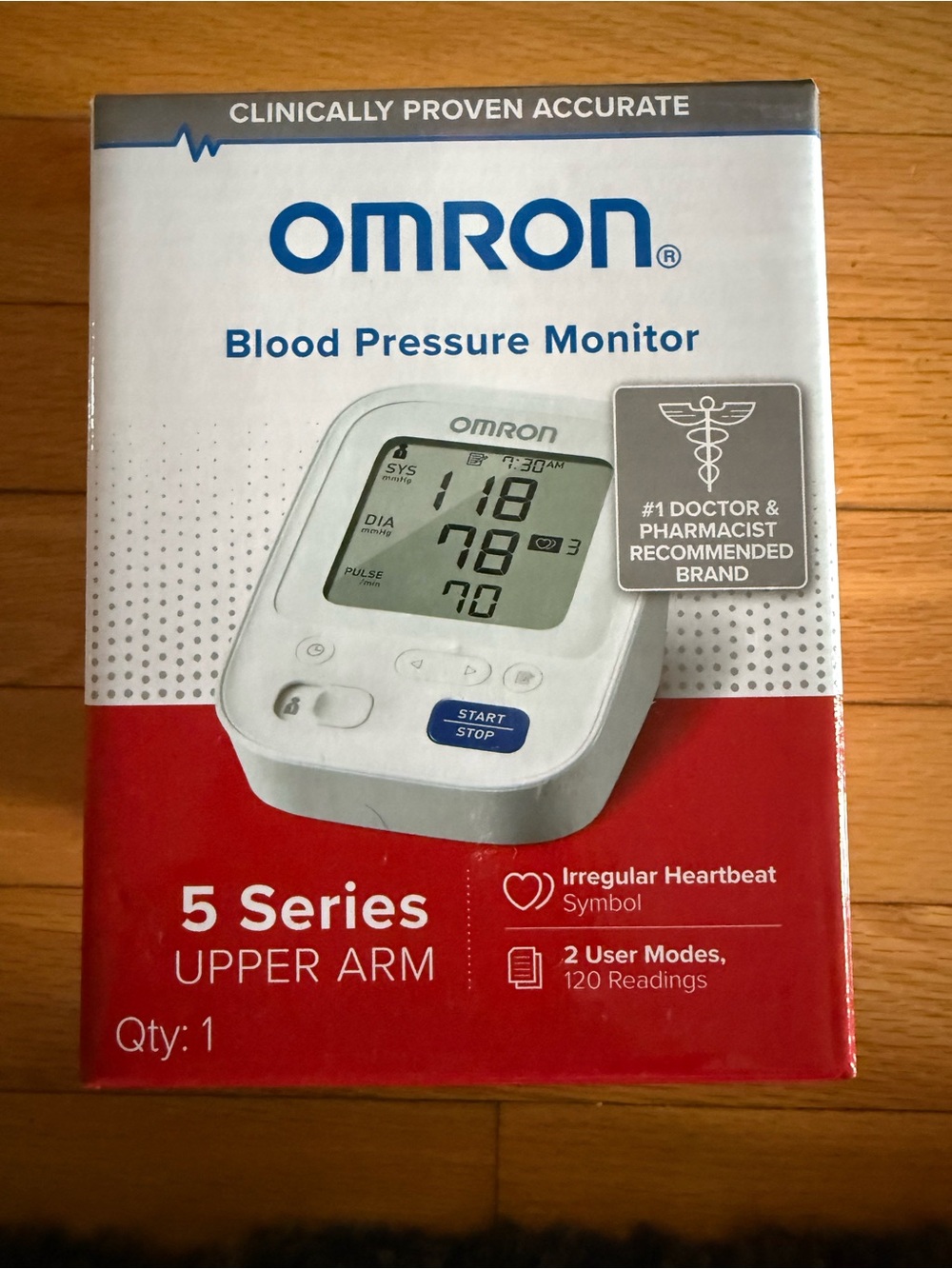 OMRON Blood Pressure Monitor Box - White and Red Accent